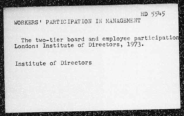 WORKERS’ PARTICIPATION IN MANAGEMENT