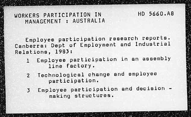 WORKERS’ PARTICIPATION IN MANAGEMENT : AUSTRALIA