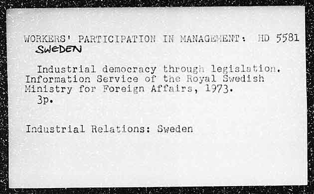 WORKERS’ PARTICIPATION IN MANAGEMENT : SWEDEN