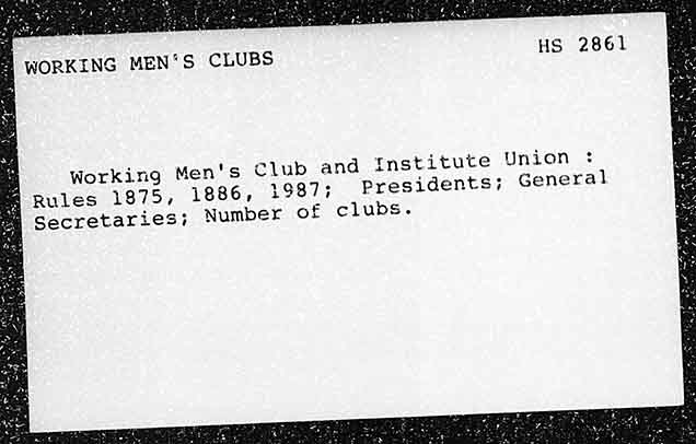 WORKING MEN’S CLUBS