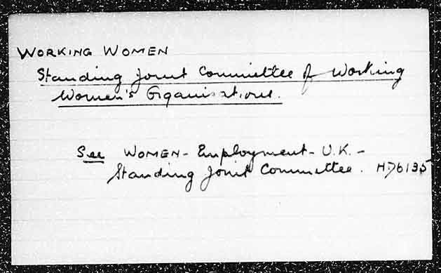 WORKING WOMEN, Standing Joint Committee of Working Women’s Organisations.
