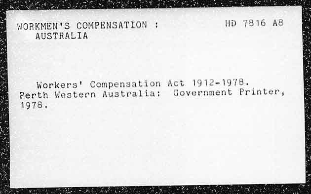 WORKMEN’S COMPENSATION : AUSTRALIA