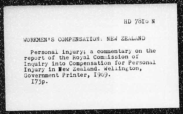 WORKMEN’S COMPENSATION : NEW ZEALAND