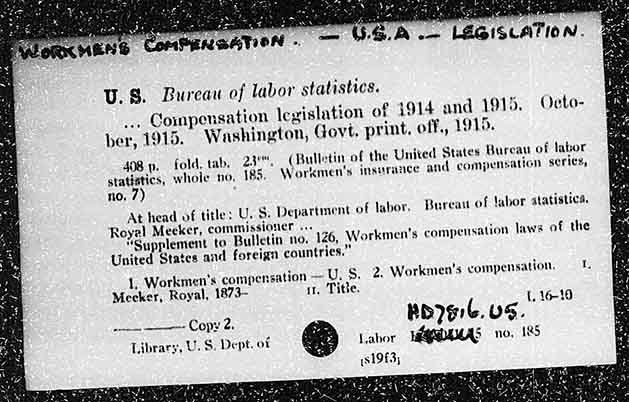 WORKMEN’S COMPENSATION. – U. S. A. – LEGISLATION.