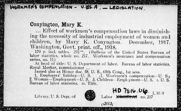 WORKMEN’S COMPENSATION – U. S. A. – LEGISLATION