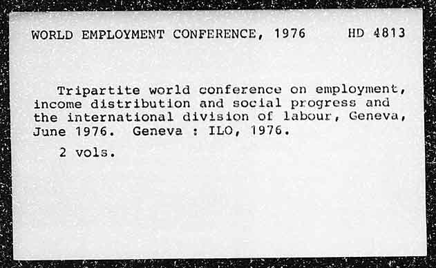 WORLD EMPLOYMENT CONFERENCE, 1976