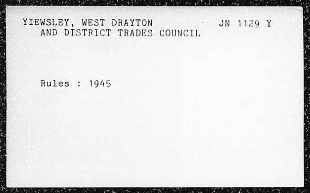 YIEWSLEY, WEST DRAYTON AND DISTRICT TRADES COUNCIL