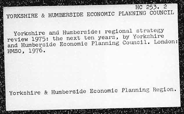 YORKSHIRE & HUMBERSIDE ECONOMIC PLANNING COUNCIL