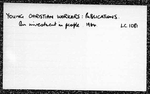 YOUNG CHRISTIAN WORKERS : PUBLICATIONS.