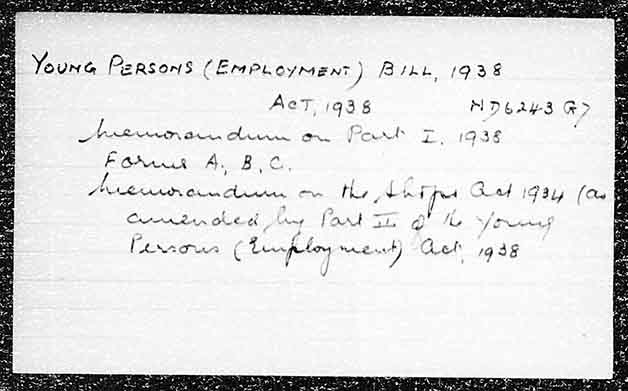 YOUNG PERSONS (EMPLOYMENT) BILL, 1938, Act, 1938