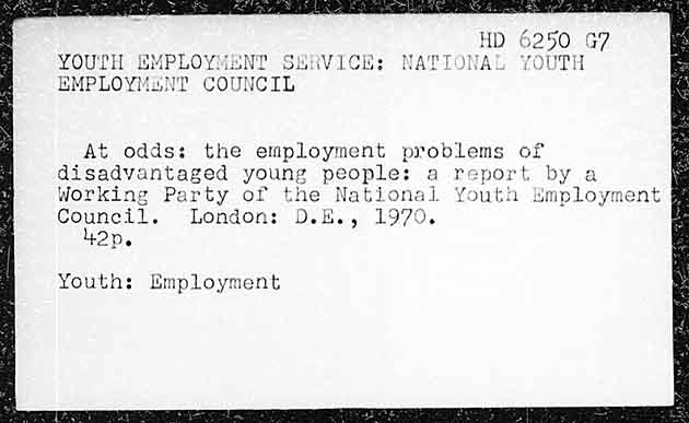 YOUTH EMPLOYMENT SERVICE: NATIONAL YOUTH EMOLOYMENT COUNCIL