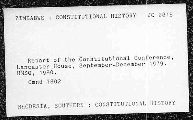 ZIMBABWE : CONSTITUTIONAL HISTORY